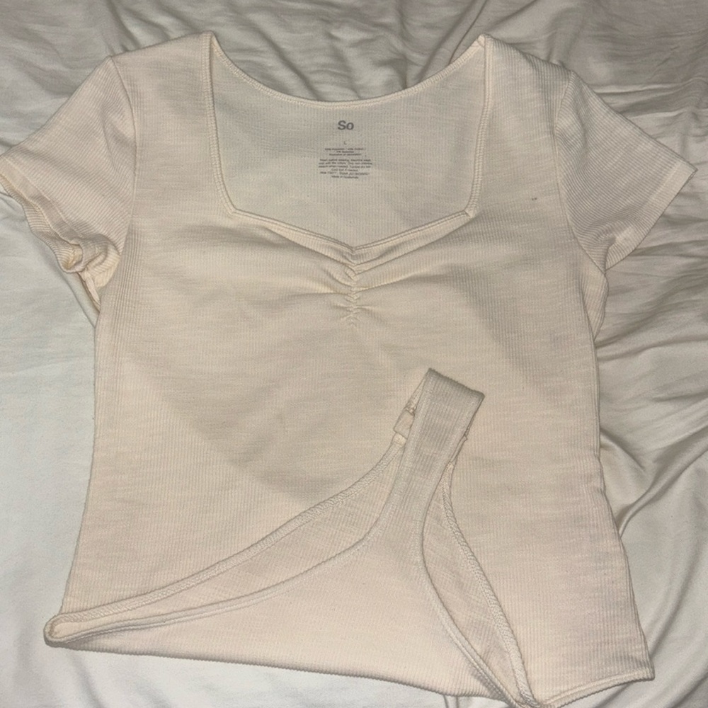 Cream SO bodysuit shirt large